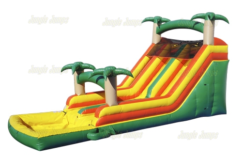 tropical marble dual lane inflatable water slide & slip n slide combo with blower